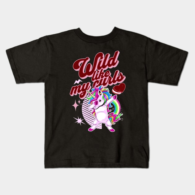 Wilds Like My Curls Toddler Cute Unicorn Curly Haired Retro Kids T-Shirt by alcoshirts